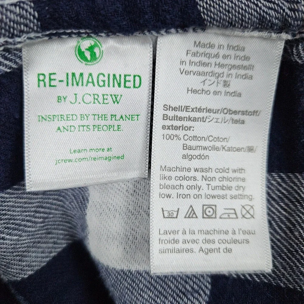 J Crew Men's Navy & White Mini-Check Shirt Size M Slim Fit‎ Super Soft Thick